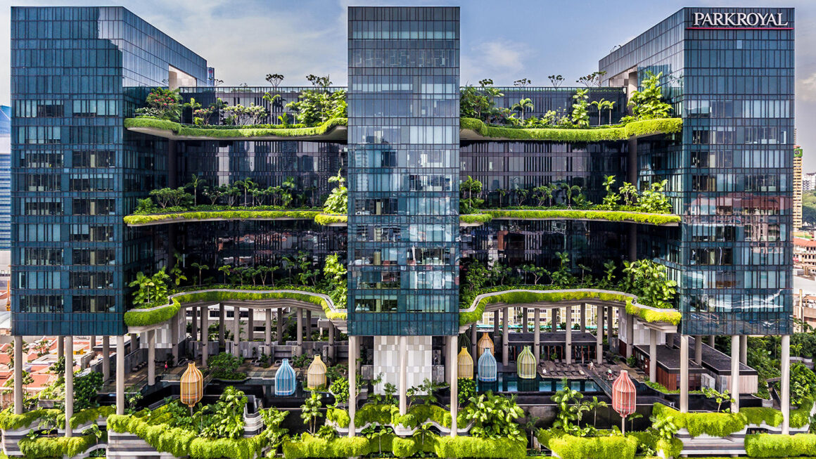 7 Amazing Sustainable buildings around the World Parkroyal Collection Pickering, Singapore