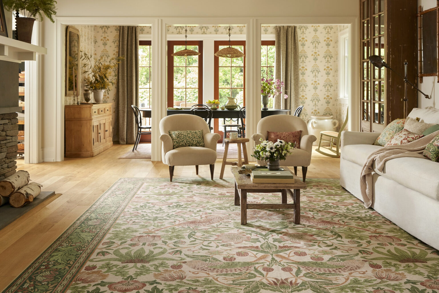 Spring Collaboration: Ruggable X Morris & Co. Morris & Co. Rugs in a beautiful living room