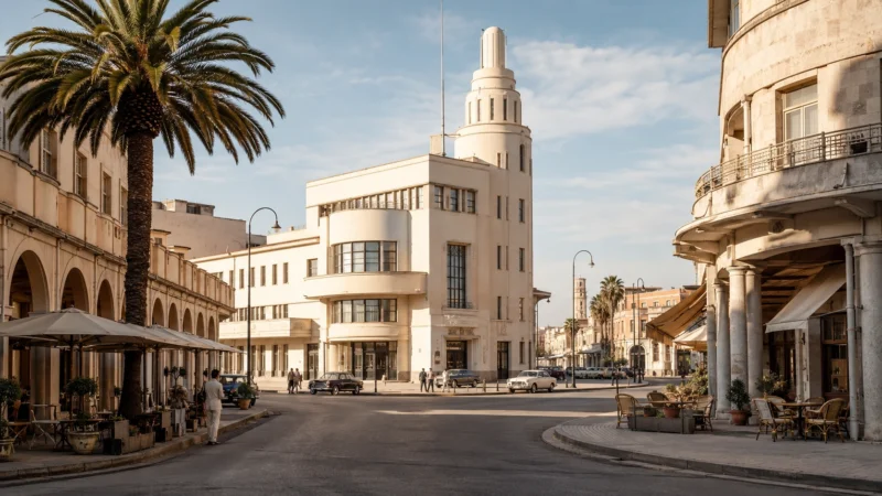 Asmara, Eritrea architectural destination to travel to in 2026. AI Image by ChatGPT