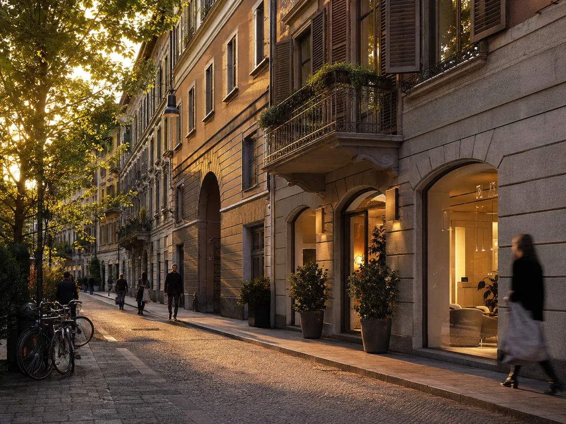 Milan Beyond the Showroom Historic Brera street in Milan lined with elegant façades and contemporary design showrooms
