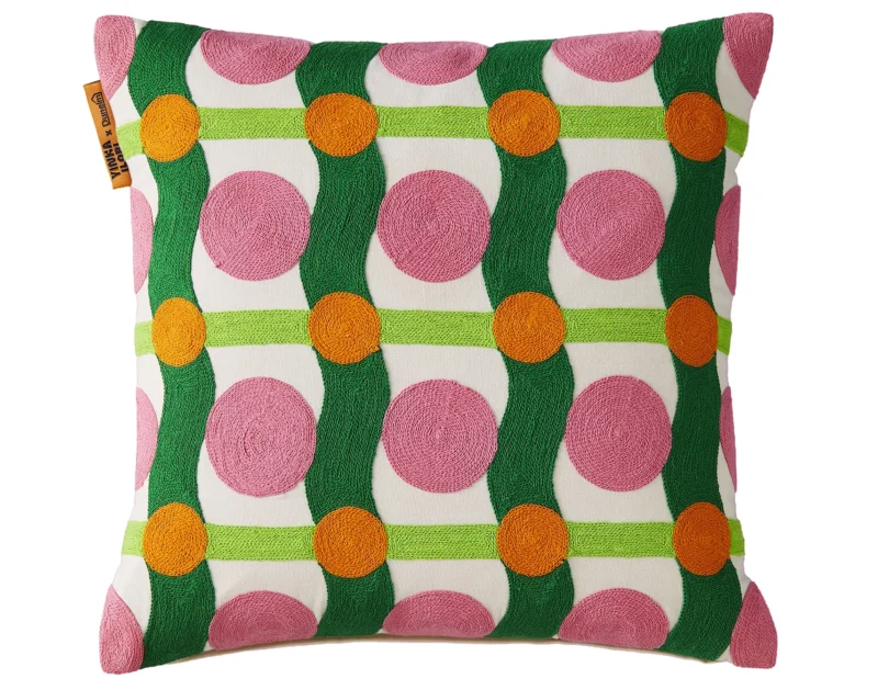 Yinka Ilori Sweet Flows Cushion 43x43 Pink Green Yinka Ilori Sweet Flows Cushion 43x43 Pink Green