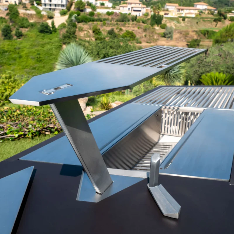 Stainless-steel cooking grates and modular components on THE LINE Grill Stainless-steel cooking grates and modular components on THE LINE Grill