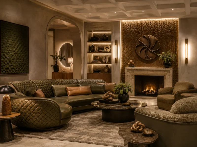 Woven surfaces, sculptural knots and restrained earth tones shape a conceptual interior inspired by Bottega Veneta’s emphasis on craft, texture and materiality.
